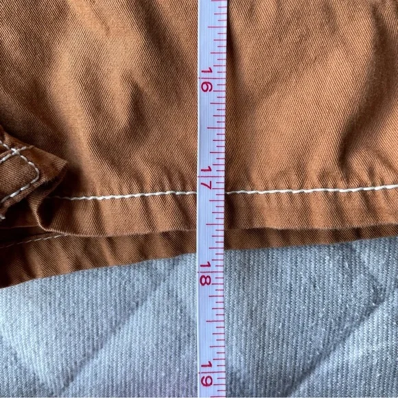 Janie and Jack Baby Girl 18-24M Twill Contrast Stitch Bow Romper Soft Caramel - Picture 11 of 11